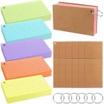 600 pcs fiches bristol, 12. 7 x 7. 6 cm flash cards 6 couleurs avec anneaux de reliure, fiche bristol ...