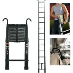 6m Échelle télescopique Échelle pliable multifonction echelle de toit de grenier avec crochet de suspension, ... 6m Échelle télescopique Échelle pliable multifonction echelle de toit de grenier avec crochet de suspension, ...