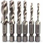 6pcs hss jeu de foret m�che � 1 / 4  tige hexagonale set robinet de foreuse de combinaison hss bit m3 ...