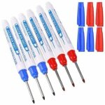6pcs marqueurs trou profond, marqueur charpentier, stylo marqueur ind�l�bile � pointe fine de 30 mm, ...