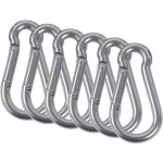 6pcs mousquetons acier inoxydable 304 mousqueton pompier ressort avec mousqueton de fixation pour camping ...