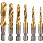 6pcs set forets tarauds, hss m3 - m10 combinaison evtue de titane 1 / 4' foret taraud mtrique  pas ...