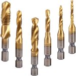 6pcs set forets taraud�s, tarauds et fili�res, m3 m10 foret taraudeur, tige hex rev�tue de acier rapide ...