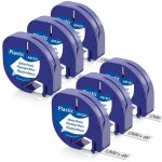 6x compatible dymo ruban 12mm x 4m pour dymo letratag xr lt - 100h lt - 100t letratag 200b �tiqueteuse, ...