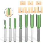 7 pi�ces fraise droite defonceuse, routeur droite � simple duble fl�te � bois, fraise defonceuse 6mm, ...