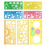 7 pi�ces normographe, r�gle de pochoir, r�gle de pochoir de dessin en plastique, r�gles en plastique, ...