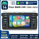 7 pouces carplay autoradio pour bmw e46 1999 - 2004 android 2 + 64gb junsun