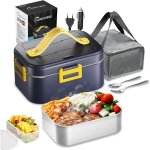 75w gamelle chauffante electrique, 1. 8 lchauffage rapide 12v 24v 220v lunch box, 3 en 1 portable boite ...