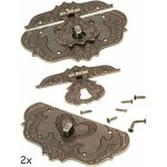 (76x56mm), lot de 2 fermoirs antiques en fer bronze, fermoirs de meubles, ferrures pour cadenas  rideaux, ...