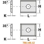 790. 076. 00 couteau r�versible std (2 / 35�) 7, 6 x 12 x 1, 5 mm hw - k1920