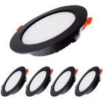 7w spot led encastrable dimmable noir extra plat 230v 5 pack, 700lm = 70w incandescence, ip44, blanc ...