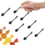 8 mini cuill�res inox 7, 5 cm ? �pices, sel, miel ? petites pelles amusantes ? noir