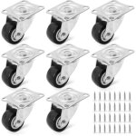 [jamais utilis�] 8 mini roulettes pour meubles, pivotantes � 360�, roues en caoutchouc, petites roulettes ...