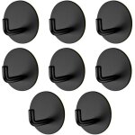 8 pi�ces crochet adh�sif, noir crochet mural salle de bains, accroche torchon cuisine, porte serviette ...
