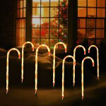 8 pi�ces no�l canne lumi�res, solaire bonbon canne lumi�res canne bonbon marqueur chemin d�coration no�l ...