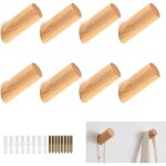 8 pices patre bois crochet mural bois, crochets muraux en bois porte - chapeau d'entre pour suspendre ...