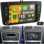 8  pour skoda octavia ii yeti superbe roomster android 15 autoradio carplay gps wifi 2 + 32g dab