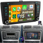 8  pour skoda octavia ii yeti superbe roomster android 15 autoradio carplay gps wifi 2 + 64g cam