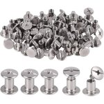 80 pi�ces rivet � t�te plate, rivets de reliure en acier inoxydable, chicago reliure vis, pour bricolage ...