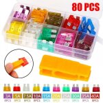 80pcs fusible voiture set - pour fusibles auto / truck / rv / camion / moto (3a 5a 7. 5a 10a 15a 20a ...