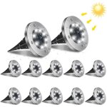 8led lampe solaire extrieur, 12pcs luminaire jardin au sol eclairage 6000k etanche ip65 lampe solaire ...