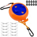 8m corde a linge retractable avec 10 boucles fixes et 20 pinces coupe - vent, clothesline exterieur portable ...