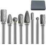 8pcs fraises rotatives en carbure de tungstne double coupe tige 6mm tte 6mm / 10mm / 12mm outil perceuse ...