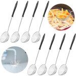8pcs passoire � fondue, ecumoire inox avec poign�e longue, passoire fondue chinoise pour soupe fondue ...