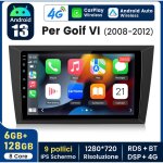 9 pouces carplay autoradio pour golf vi 2008 - 2012 android 6 + 128g junsun