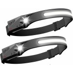 Lot de 2 lampe frontale led phare capteur torche frontale puissante cob xpe 5 modes usb rechargeable ...