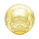 Abat - jour boule en verre ambre avec dessin 14cm avec embouchure 5, 5cm