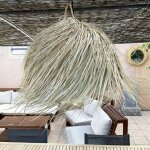 Abat jour pour luminaire marocain avec franges en palmier tress