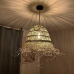 Abat - jour en paille ajour� module fibre naturelle t. m