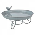 Ac - deco - bain d'oiseau sur pied mtal gris - d 21, 7 x h 11, 8 cm - fer, fonte - livraison gratuite ...