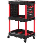 Accessoire pour servante d'atelier - chariot 3 niveaux avec �tag�res perfor�es - 10 crochets outils - ...