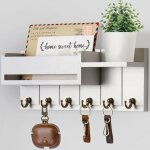 Accroche - cl�s mural en bois, avec �tag�re et organisateur de courrier, pour salon et entr�e, d�cor ...
