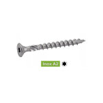 Acton - vis � bois tendre t�te frais�e six lobes - inox a2 5x60 / 35 mm - bo�te de 200