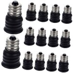Adaptateur d'ampoule e12 vers e14 l�ger en plastique noir, convertisseur de culot de lampe 15 pi�ces, ...