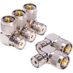 Adaptateur de connecteur coaxial coaxial uhf pl259 male vers so239 femelle, angle droit 90 �, faible ...