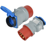 Adaptateur industriel ip44 cee de prise schuko 16a vers fiche cee 3 p�les (3p + n + t) avec capuchon