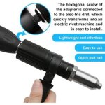 Adaptateur de pistolet � riveter �lectrique adaptateur de perceuse � riveter outil d'�crou d'insertion ...