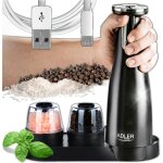 Adler - moulin � sel et � poivre �lectrique ensemble - 3 moulins - usb ad 4449b