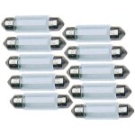 10 ampoules navettes t11x41 - 12v 10w 2800k 41mm