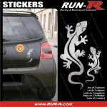 2 stickers salamandre 17 cm - argent - run - r