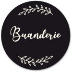 Adzif. biz le sticker de decoration - plaque de porte autocollante pvc grav� noir blanc ronde. - - buanderie ...