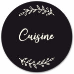 Adzif. biz le sticker de decoration - plaque de porte autocollante pvc grav� noir blanc ronde. - - cuisine ...