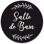 Adzif. biz le sticker de decoration - plaque de porte autocollante pvc grav� noir blanc ronde. - - salle ...