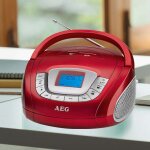 Aeg - radio st�r�o haut - parleur usb sd musique cha�ne hi - fi aux sr 4373 rouge