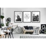 Affiches murales noir et blanc pour le salon, varsovie, 3x 30x40cm