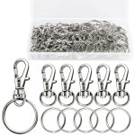 100 pices mousqueton porte clf(50 mousqueton pivotant + 50 anneaux de porte cl), attache porte - cls, ...